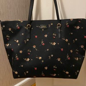 Ralph Lauren large black floral tote ..